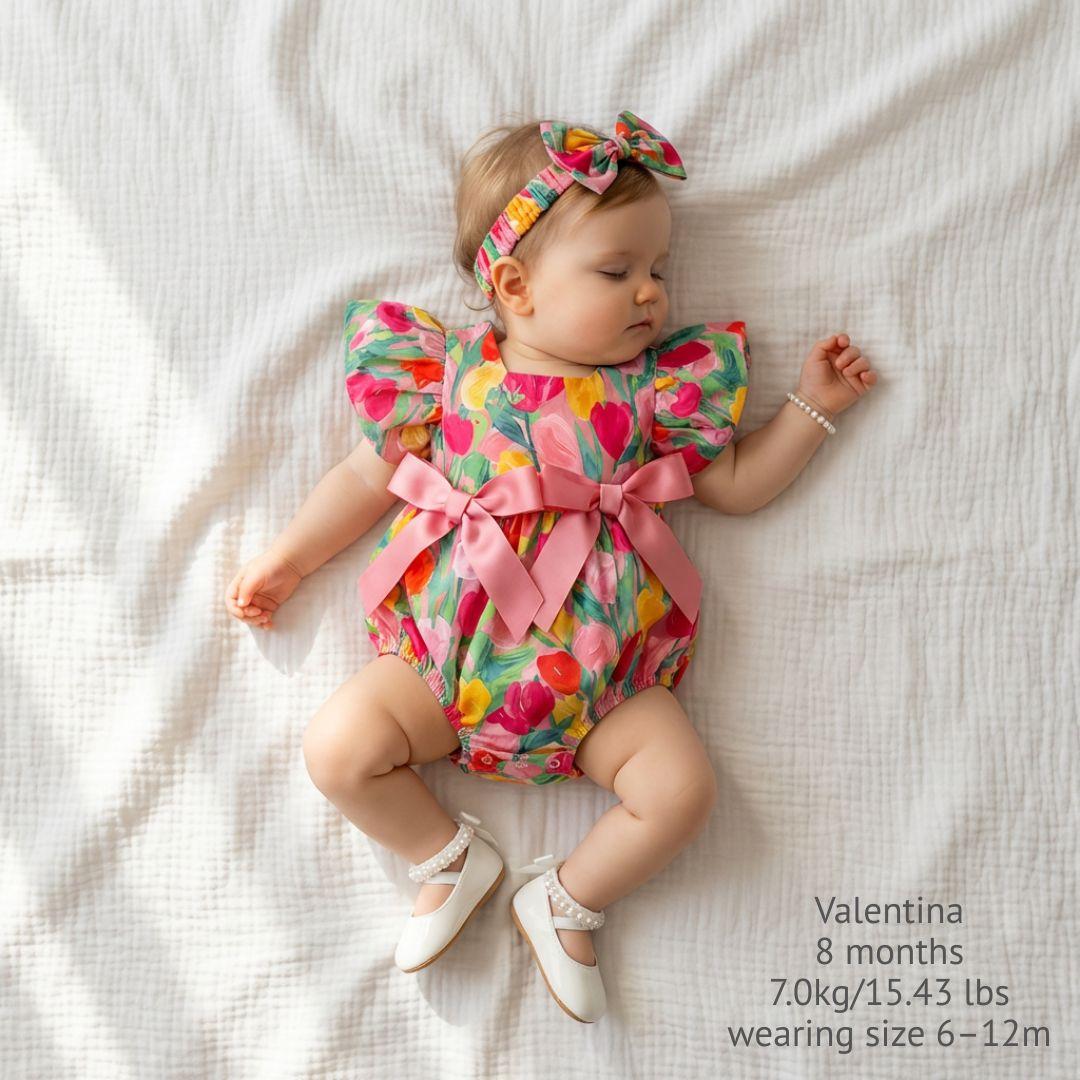 Vibrant Floral Bow Romper - Betina Baby & Kids