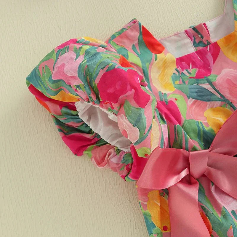 Vibrant Floral Bow Romper - Betina Baby & Kids