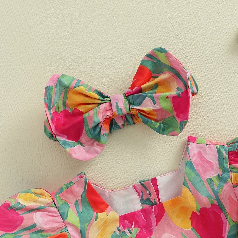 Vibrant Floral Bow Romper - Betina Baby & Kids